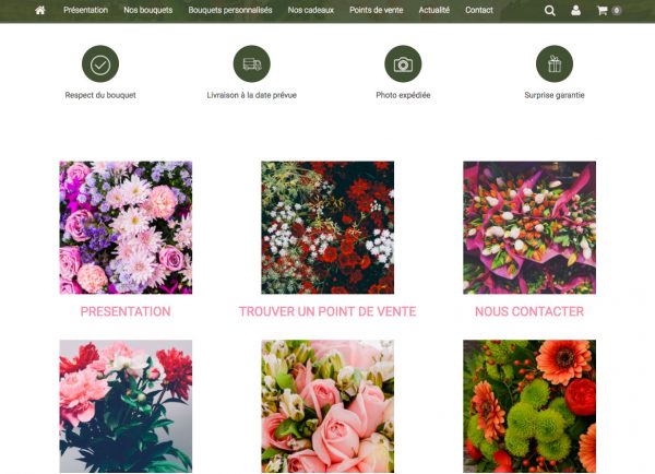 page d'accueil site fleuriste