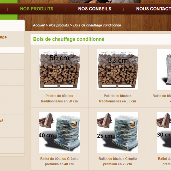 Site internet pour marchand de bois de chauffage